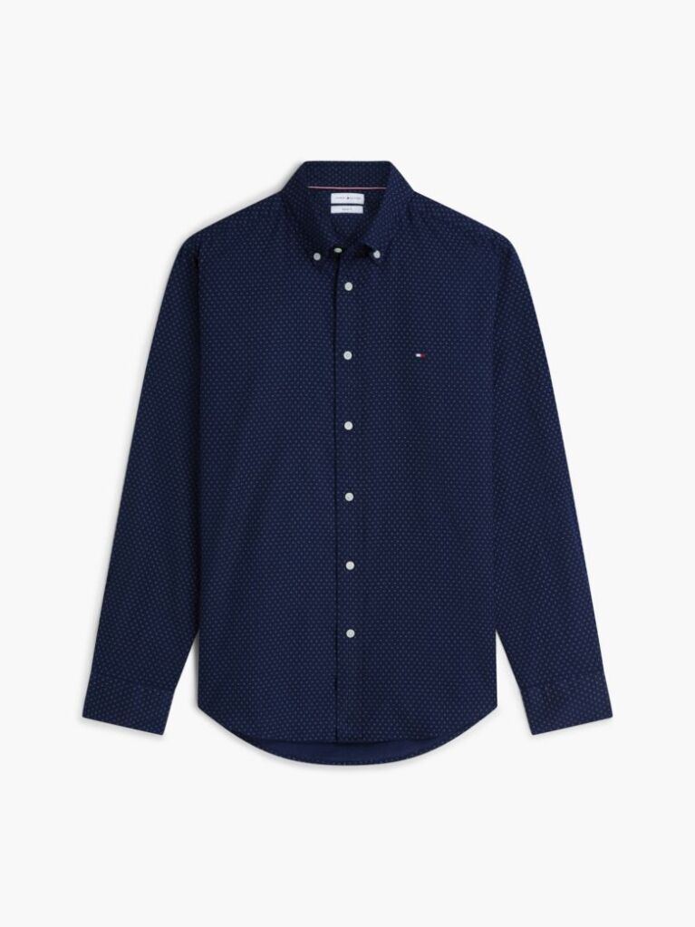 Blue Regular Fit Print Flex Poplin Shirt  Men