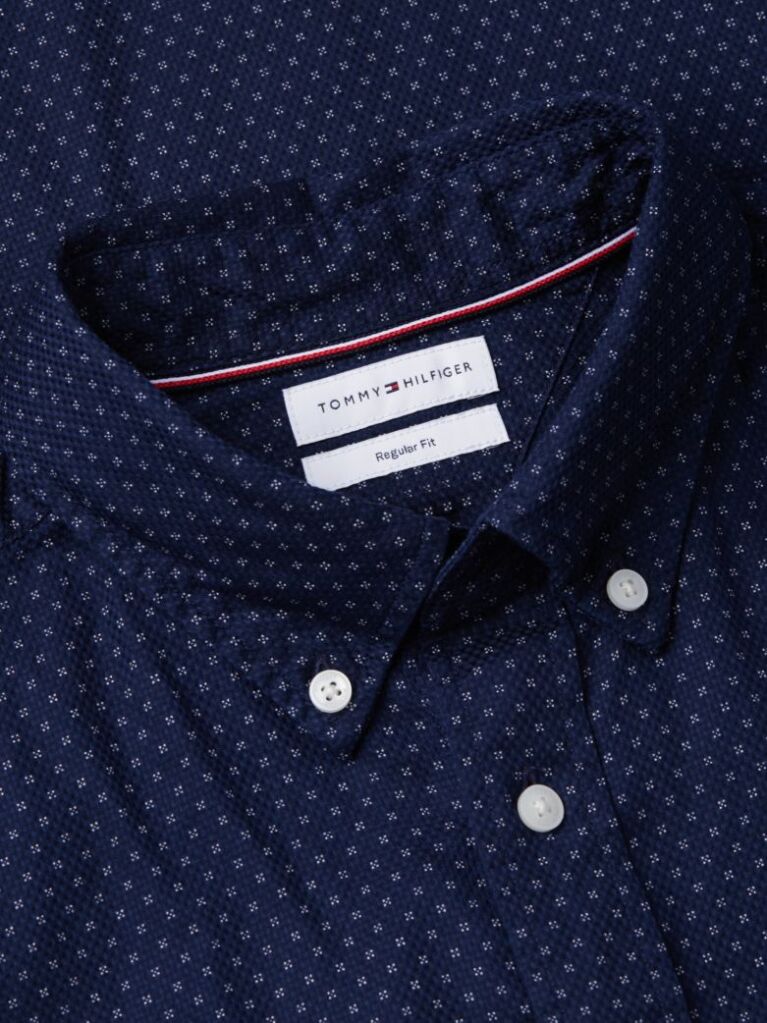 Blue Regular Fit Print Flex Poplin Shirt  Men