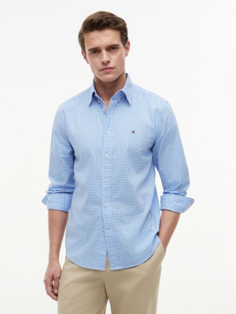 Blue Flex Poplin Gingham Shirt  Men