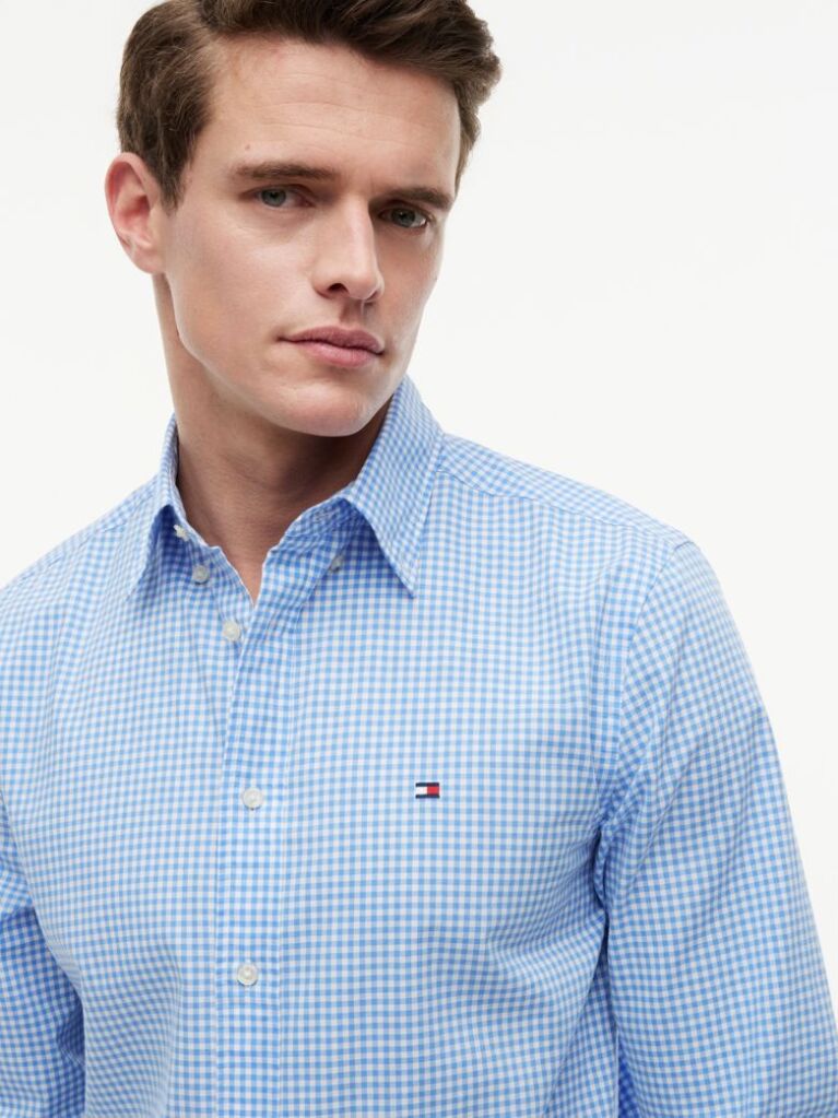 Blue Flex Poplin Gingham Shirt  Men