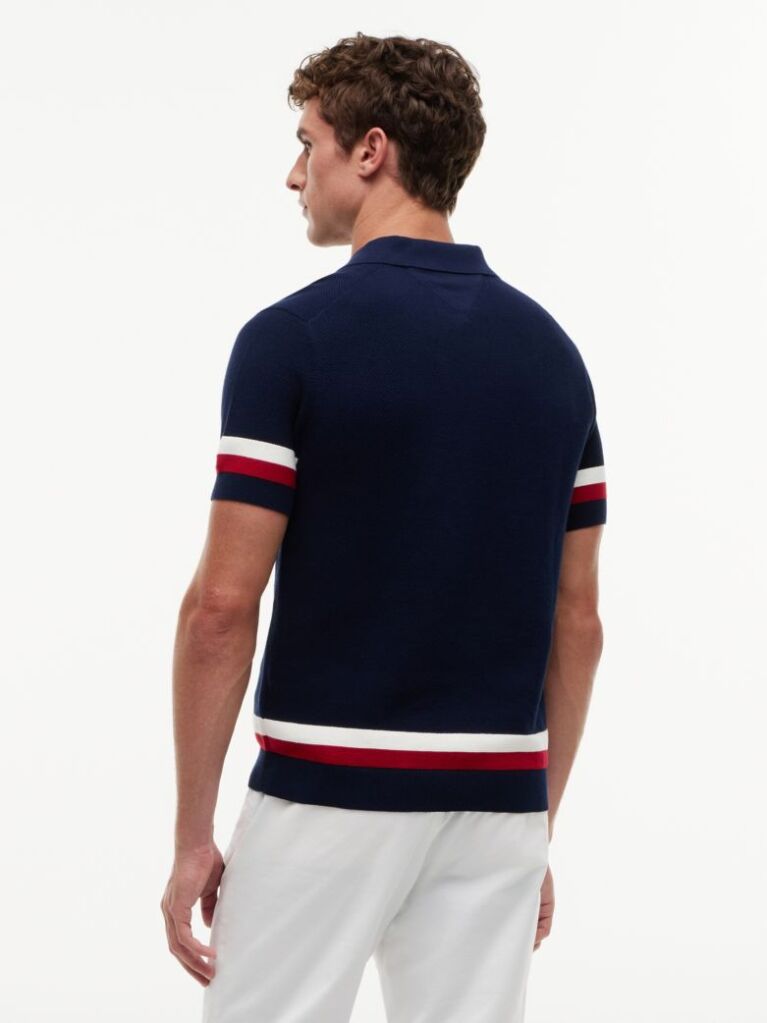 Blue Regular Fit Signature Textured Polo Shirt  Men