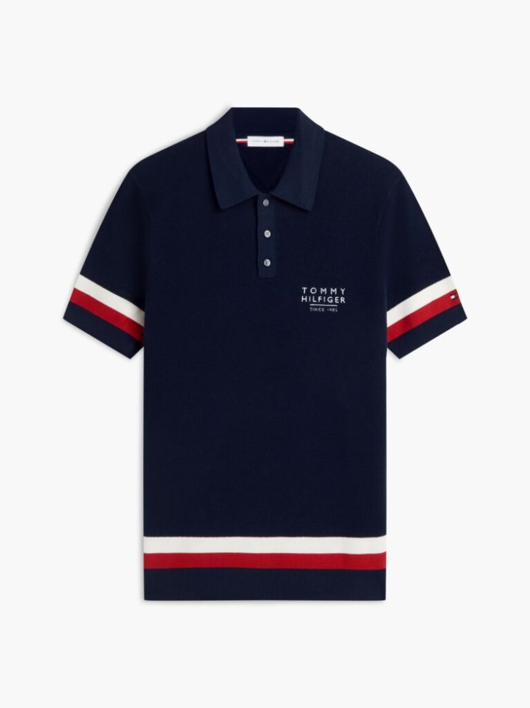 Blue Regular Fit Signature Textured Polo Shirt  Men