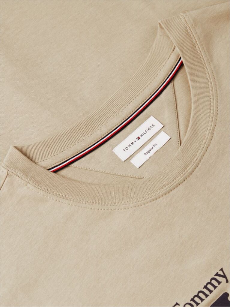 Beige Logo Graphic Jersey T-Shirt  Men