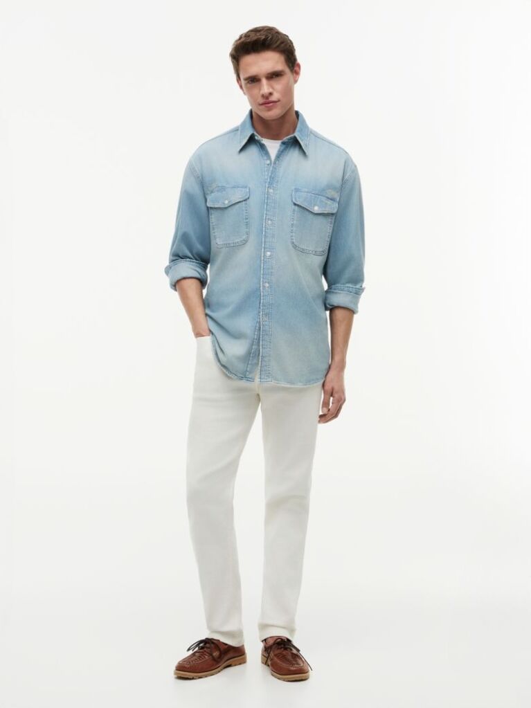 Blue Relaxed Fit Denim Shirt  Men