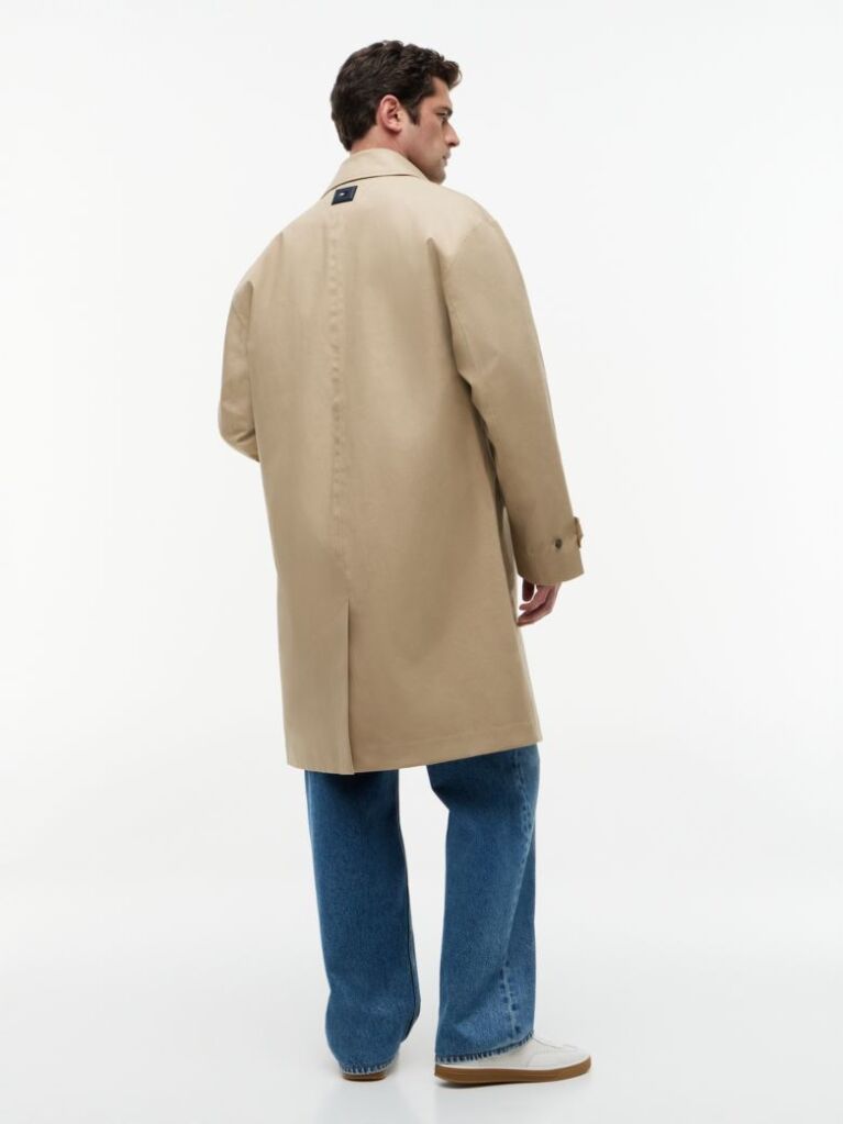 Beige New York Label Relaxed Car Coat  Men
