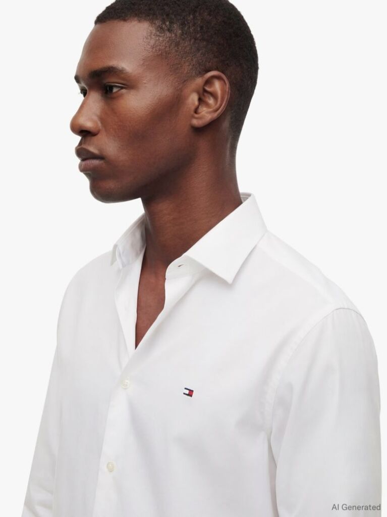 White Slim Cotton Shirt  Men