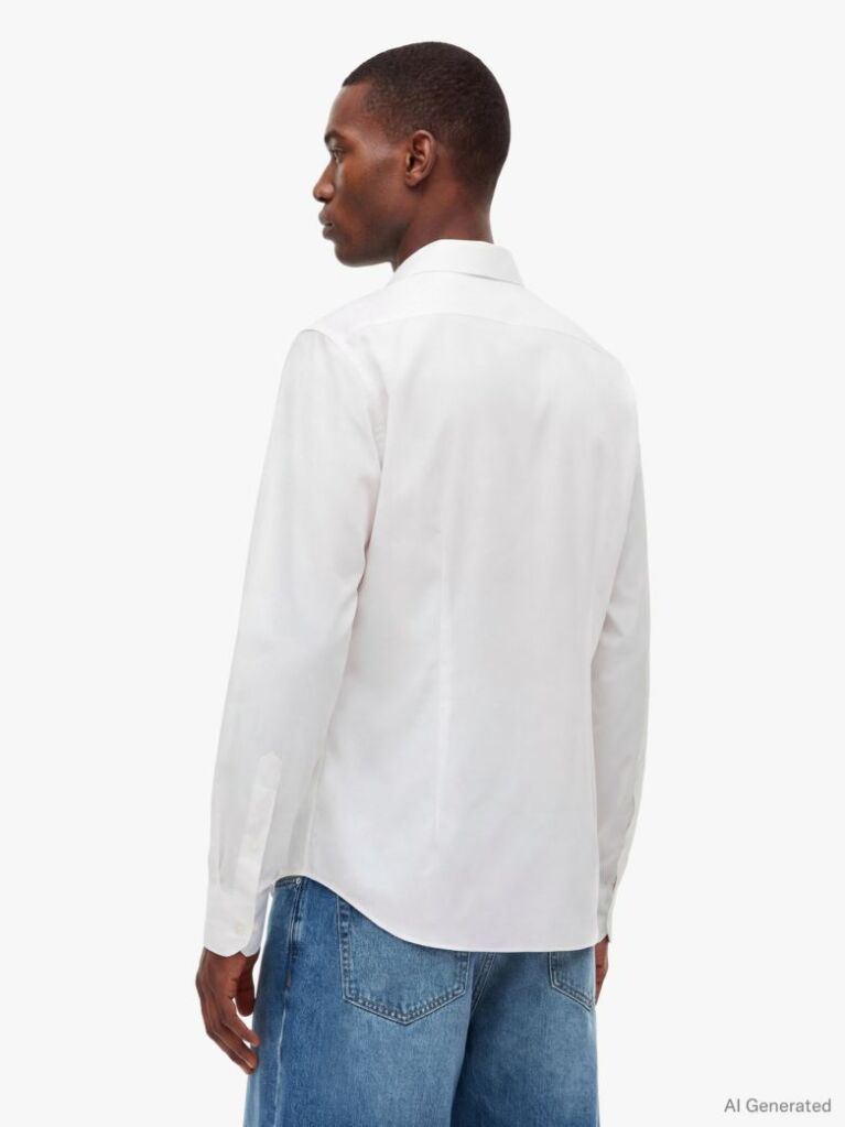White Slim Cotton Shirt  Men
