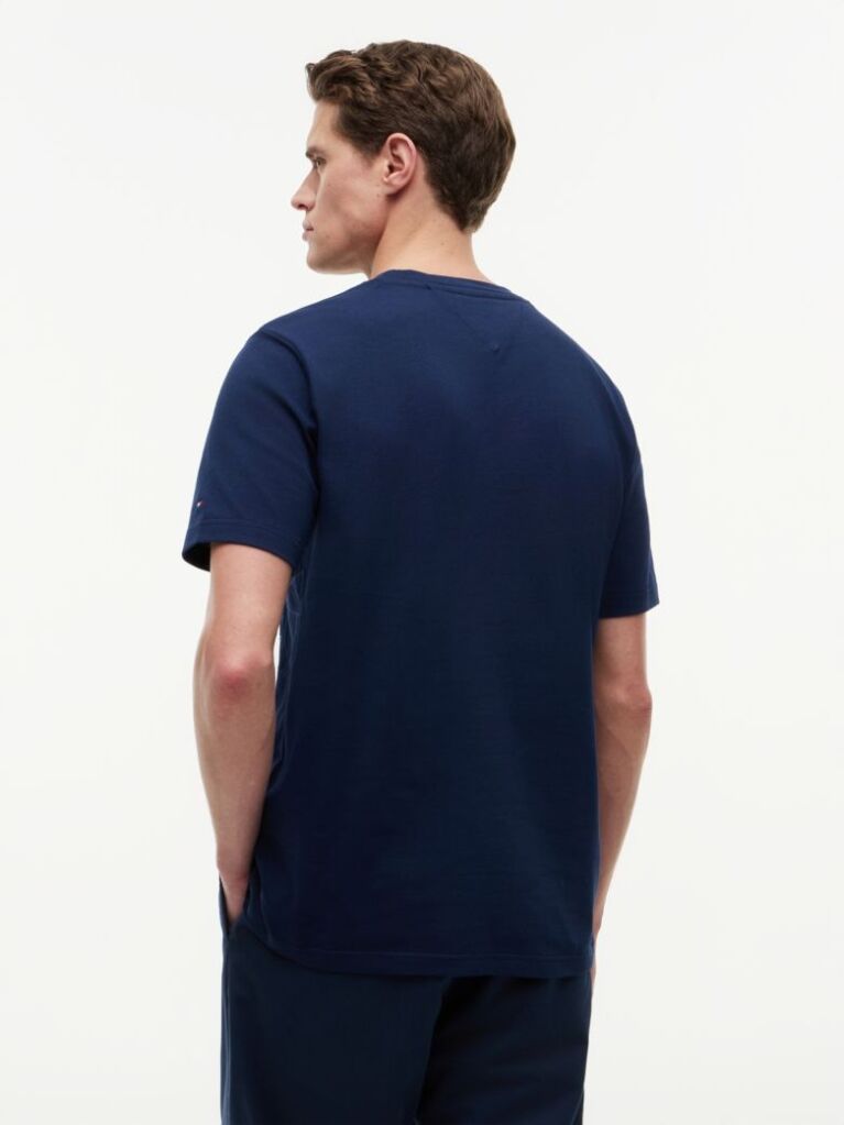 Blue Chain-Stitch Graphic Jersey T-Shirt  Men