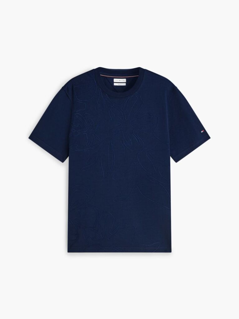 Blue Chain-Stitch Graphic Jersey T-Shirt  Men