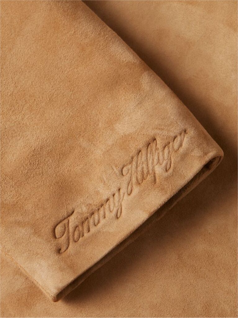 Brown Suede Embossed Logo Chore Jacket  Men