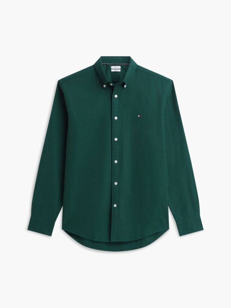 Green Regular Fit Herringbone Flannel Button-Down Shirt  Men