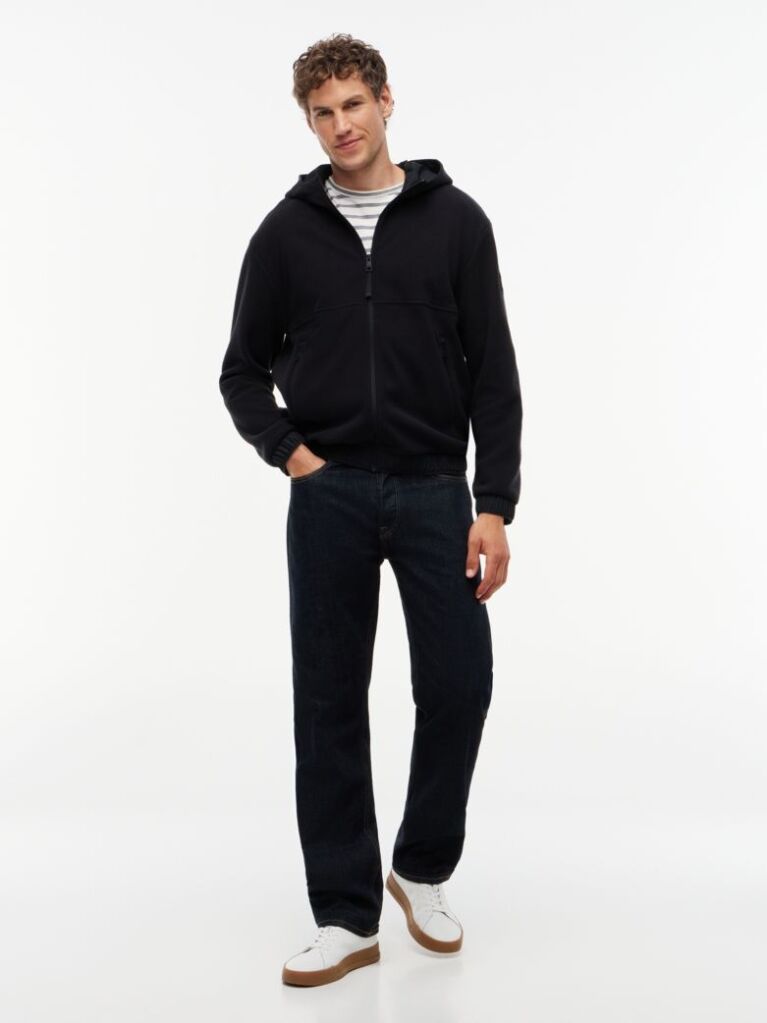 Μαύρο Performance Άνετο Fleece Hoody Με Φερμουάρ  Άνδρες