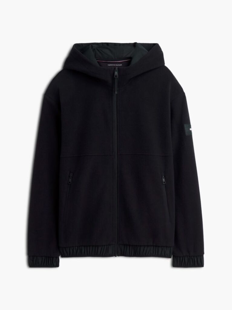 Μαύρο Performance Άνετο Fleece Hoody Με Φερμουάρ  Άνδρες