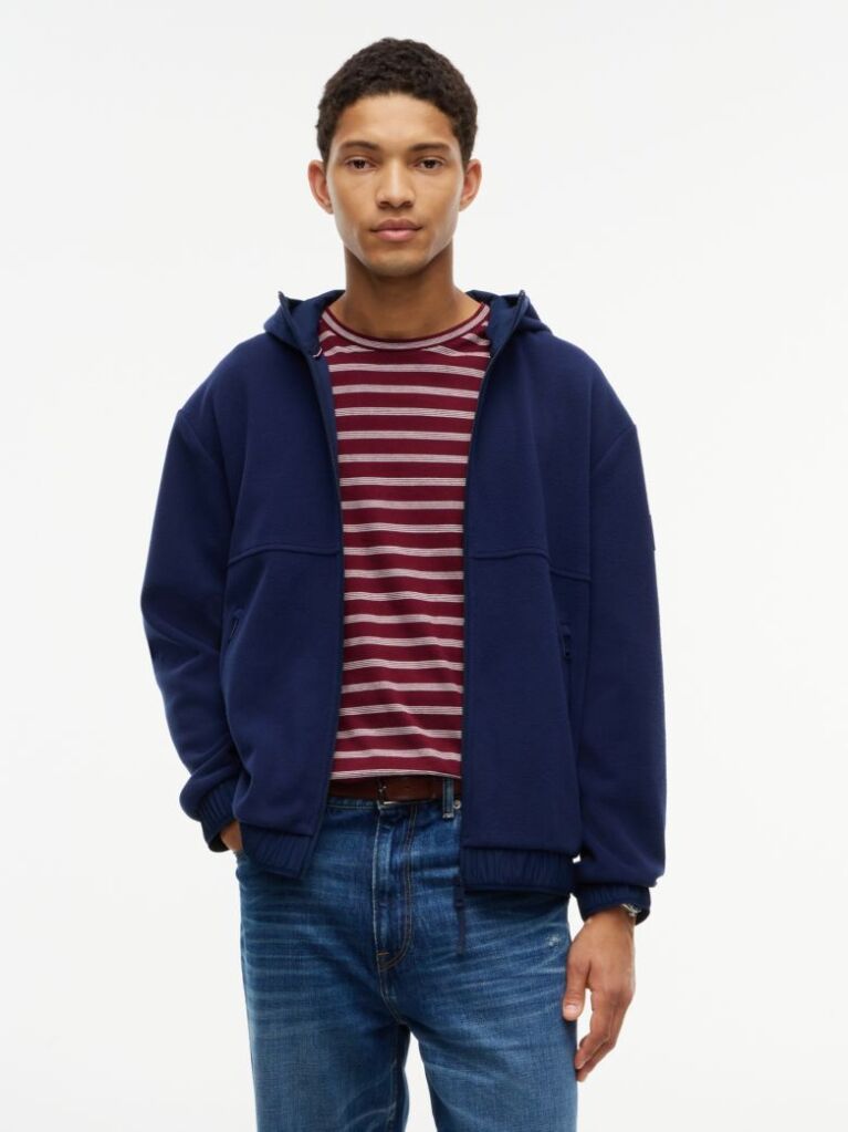 Μπλε Performance Άνετο Fleece Hoody Με Φερμουάρ  Άνδρες
