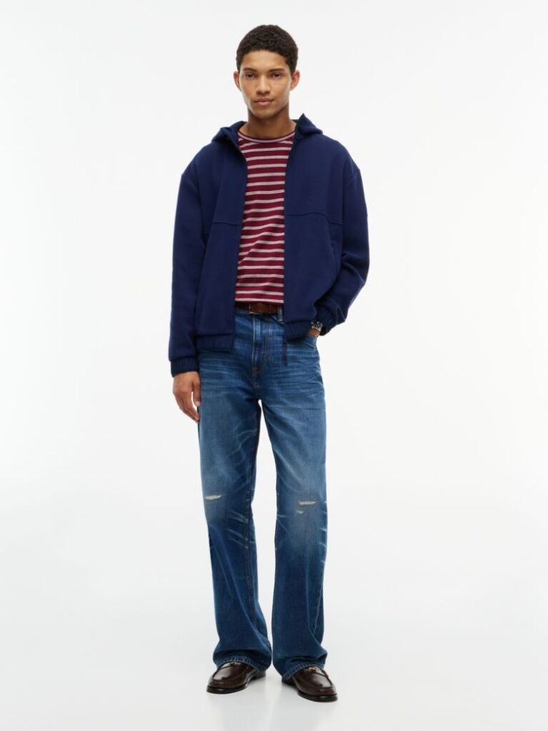 Μπλε Performance Άνετο Fleece Hoody Με Φερμουάρ  Άνδρες