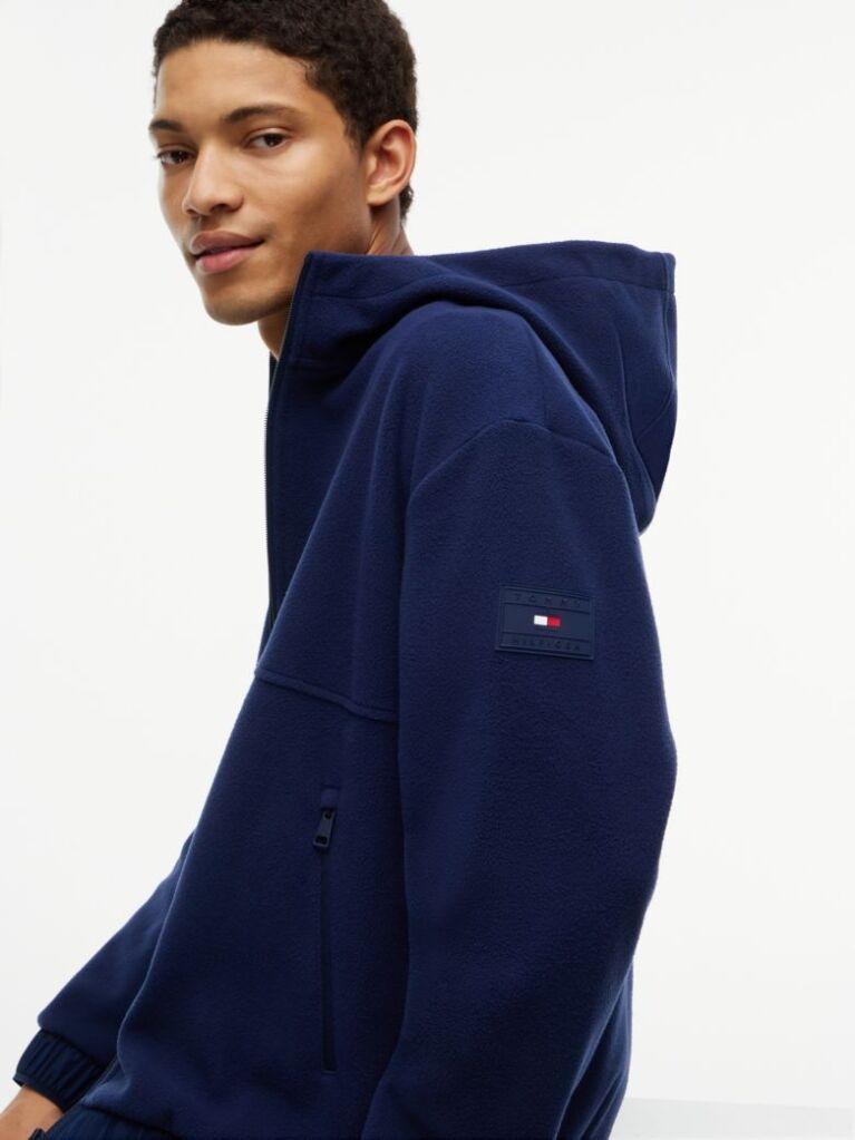 Μπλε Performance Άνετο Fleece Hoody Με Φερμουάρ  Άνδρες