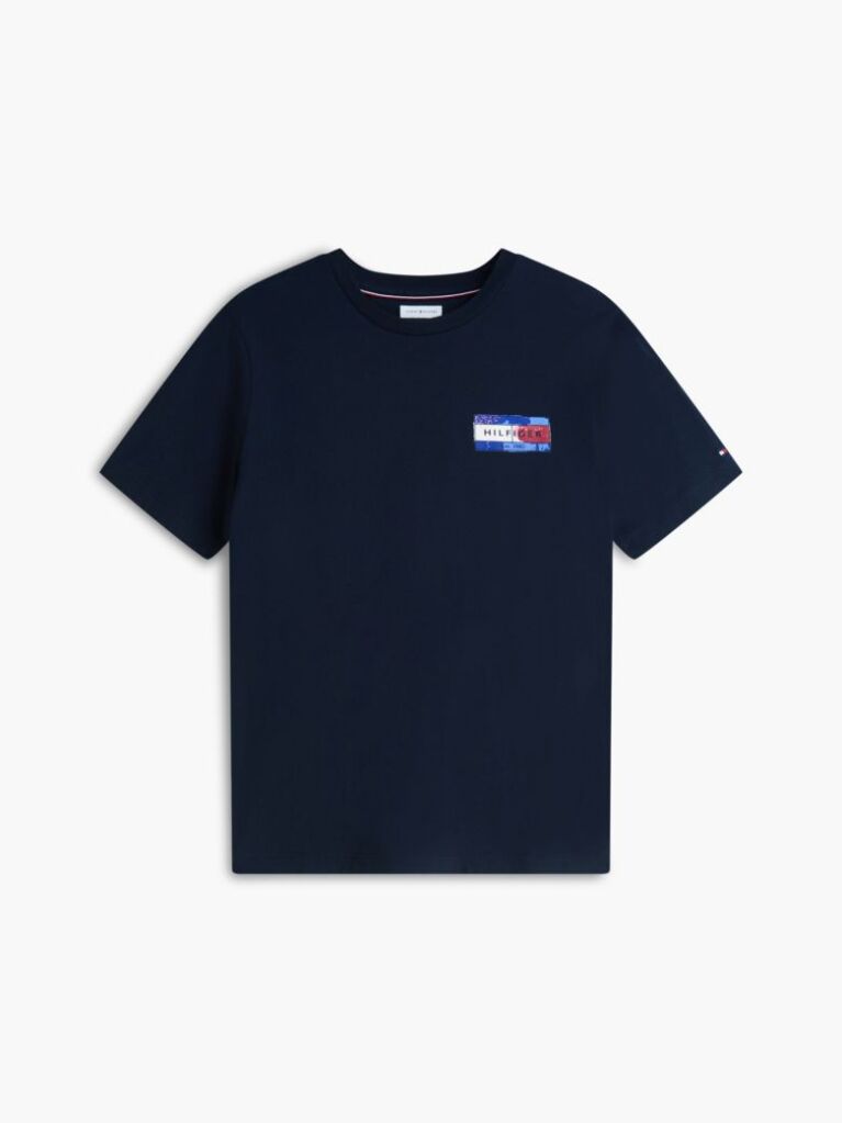 Μπλε T-Shirt Με Κλασική Λαιμόκοψη Και Πίσω Σχέδιο  Άνδρες