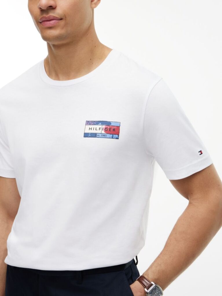 Άσπρο T-Shirt Με Κλασική Λαιμόκοψη Και Πίσω Σχέδιο  Άνδρες