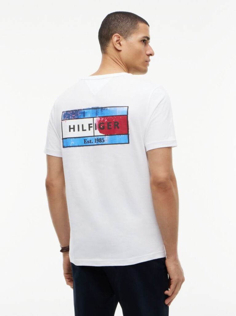 Άσπρο T-Shirt Με Κλασική Λαιμόκοψη Και Πίσω Σχέδιο  Άνδρες