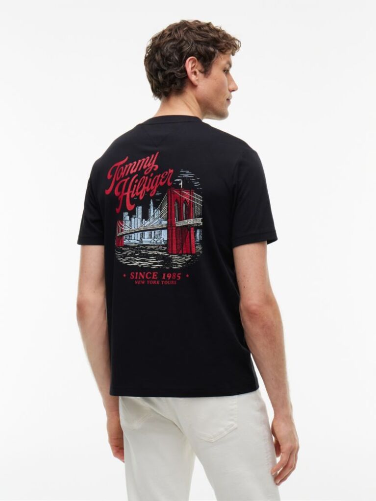 Black Back Graphic Crew Neck T-Shirt  Men