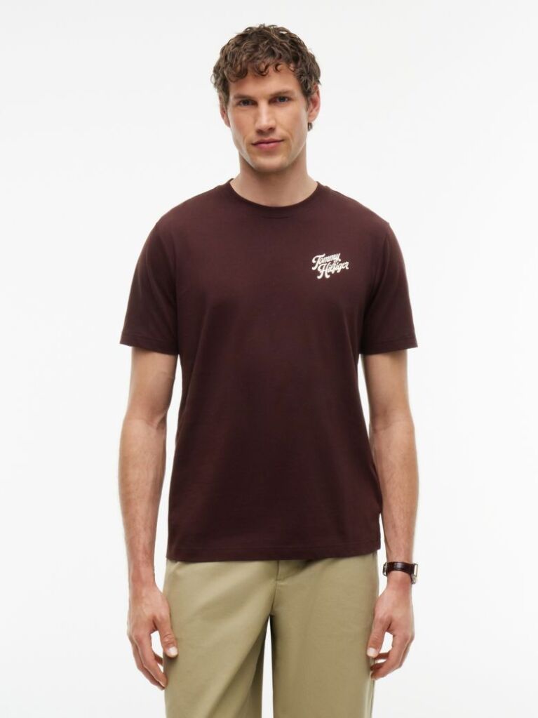 Brown Back Graphic Crew Neck T-Shirt  Men