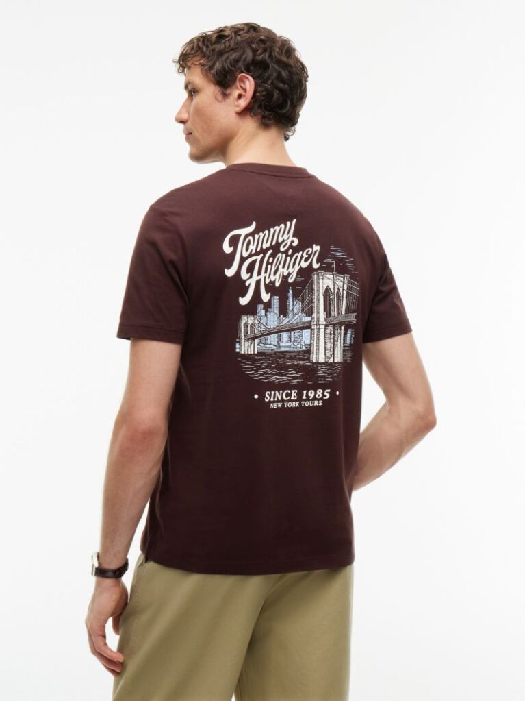 Brown Back Graphic Crew Neck T-Shirt  Men