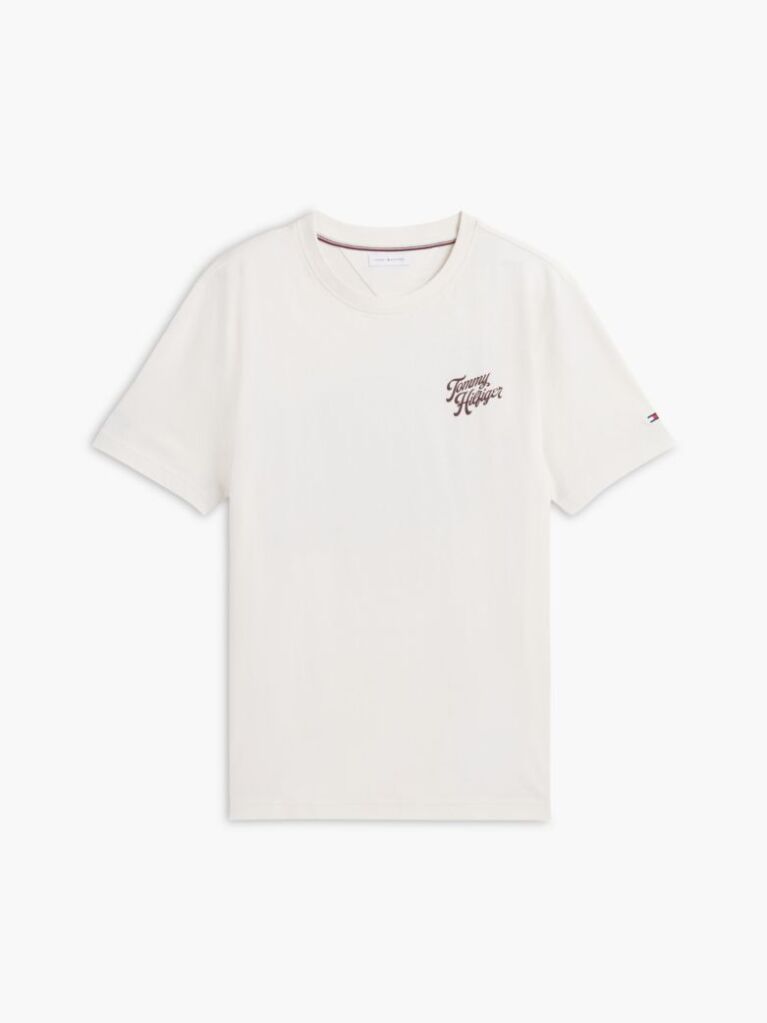 Beige Back Graphic Crew Neck T-Shirt  Men