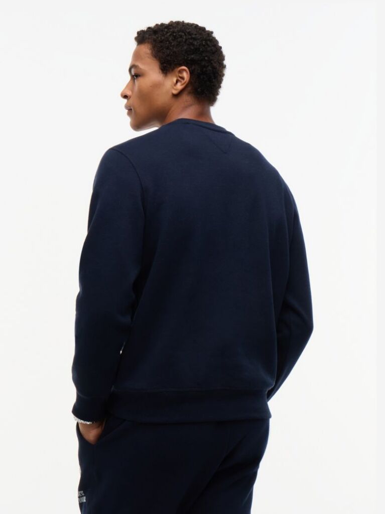Blue Peached Fleece Crew Neck Sweatshirt  Men