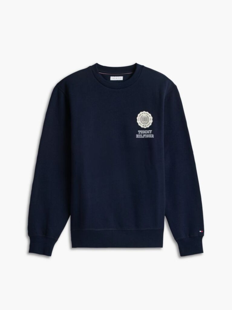 Blue Peached Fleece Crew Neck Sweatshirt  Men