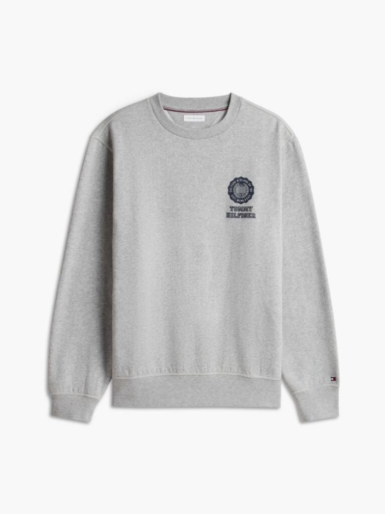 Grey Peached Fleece Crew Neck Sweatshirt  Men