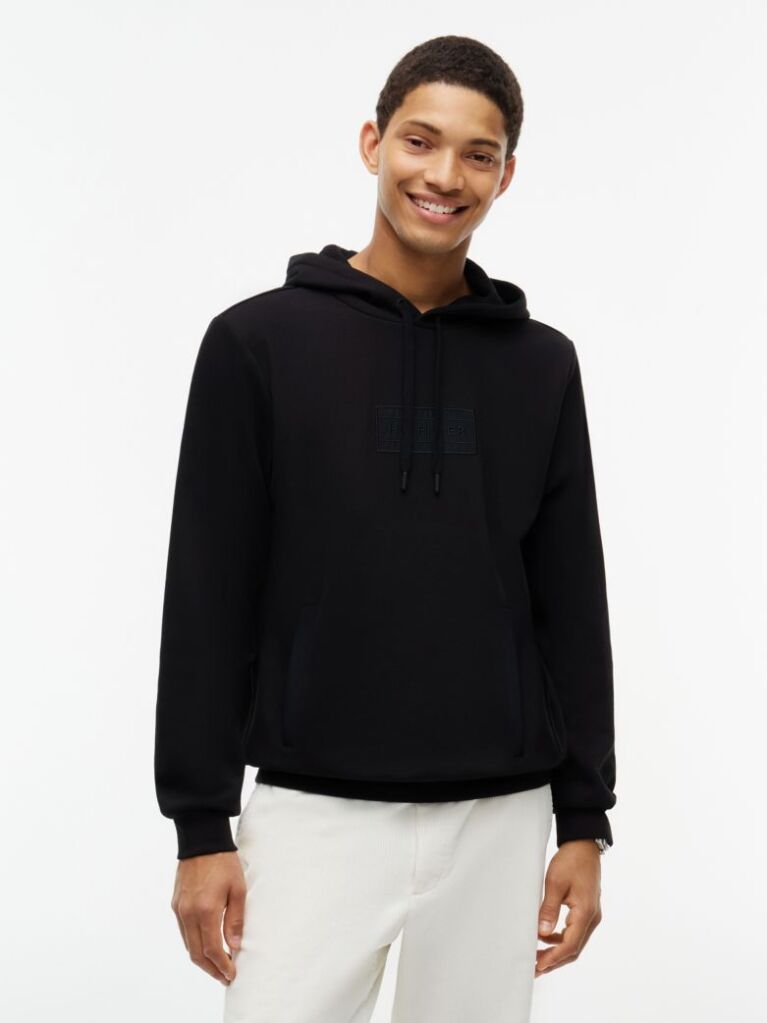 Μαύρο Hoody Με Μίξη Υφών Και Λογότυπο  Άνδρες