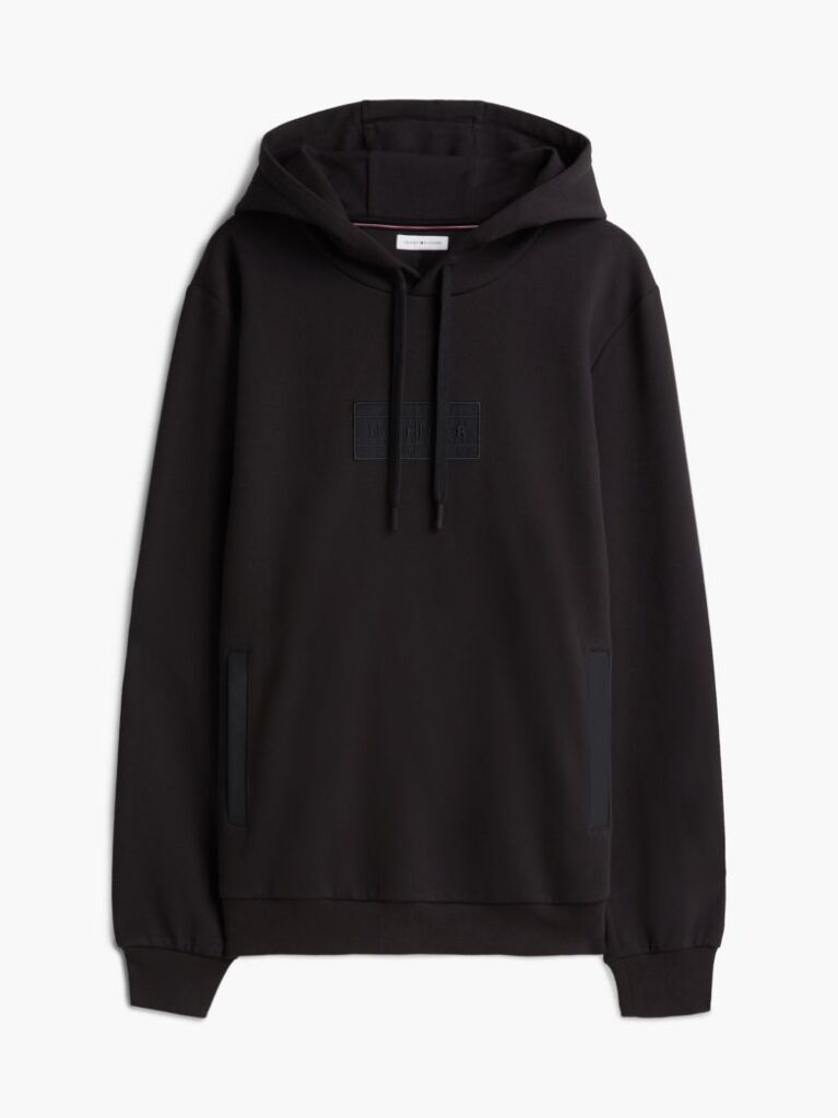 Μαύρο Hoody Με Μίξη Υφών Και Λογότυπο  Άνδρες
