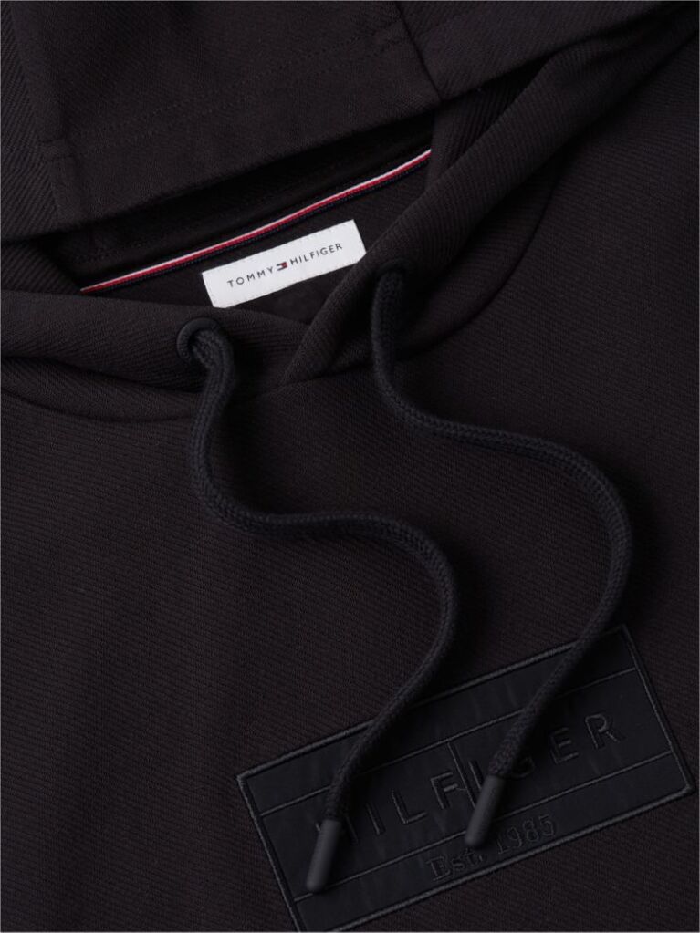 Μαύρο Hoody Με Μίξη Υφών Και Λογότυπο  Άνδρες
