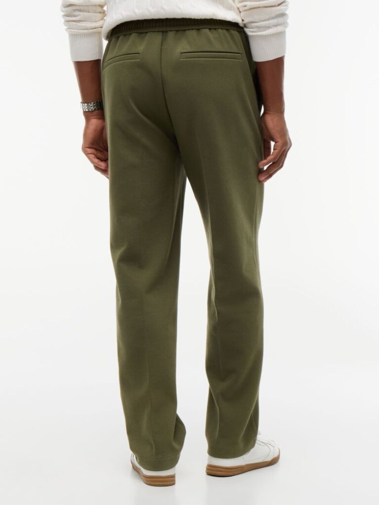 Green Pocket Trim Pleated Twill Trousers  Men