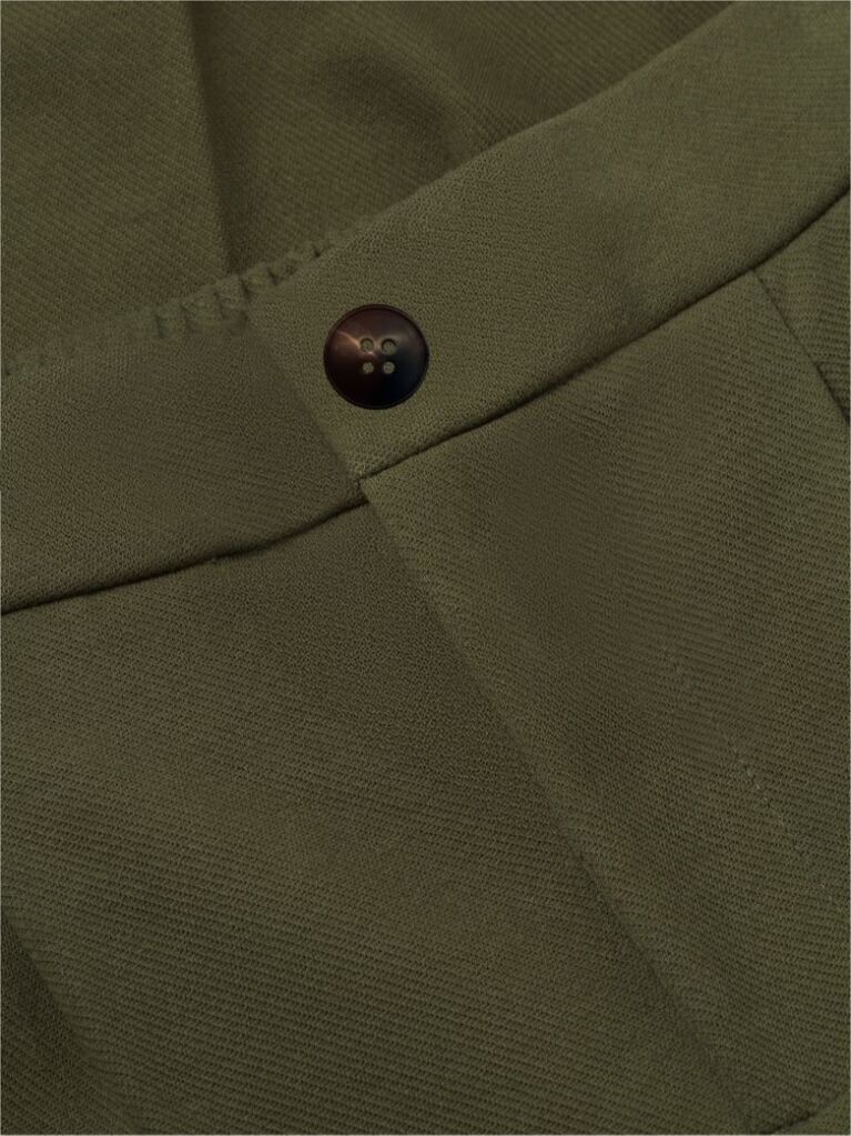Green Pocket Trim Pleated Twill Trousers  Men