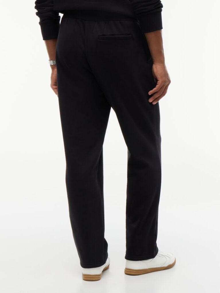 Black Logo Embroidery Fleece Drawstring Joggers  Men
