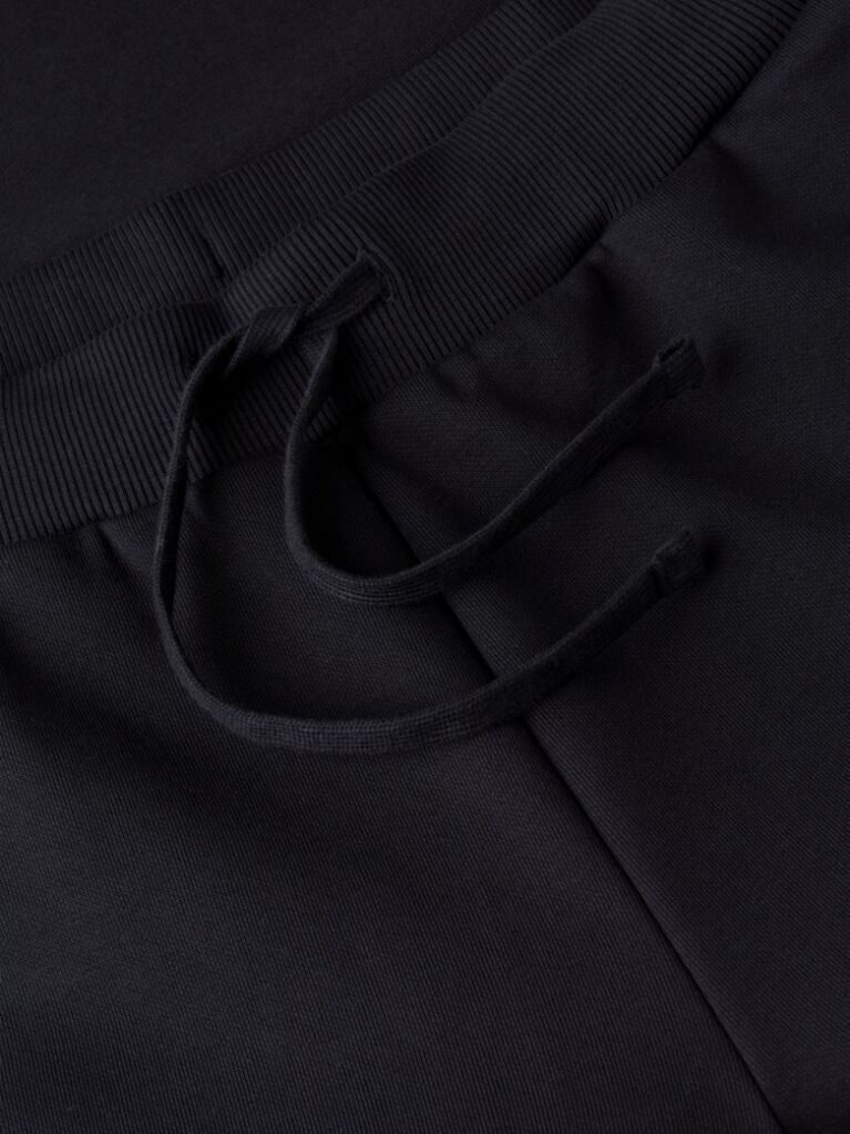 Black Logo Embroidery Fleece Drawstring Joggers  Men