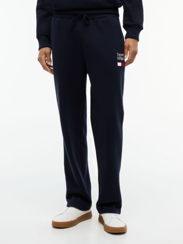 Blue Logo Embroidery Fleece Drawstring Joggers  Men