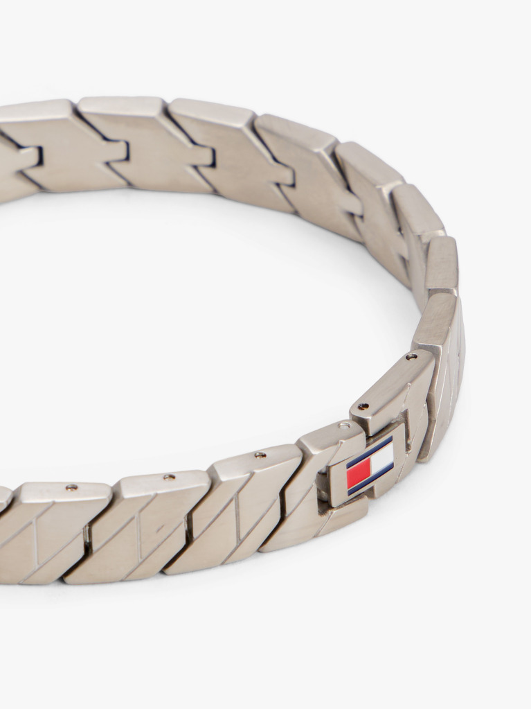Silver Enamel Flag Stainless Steel Bracelet  Men