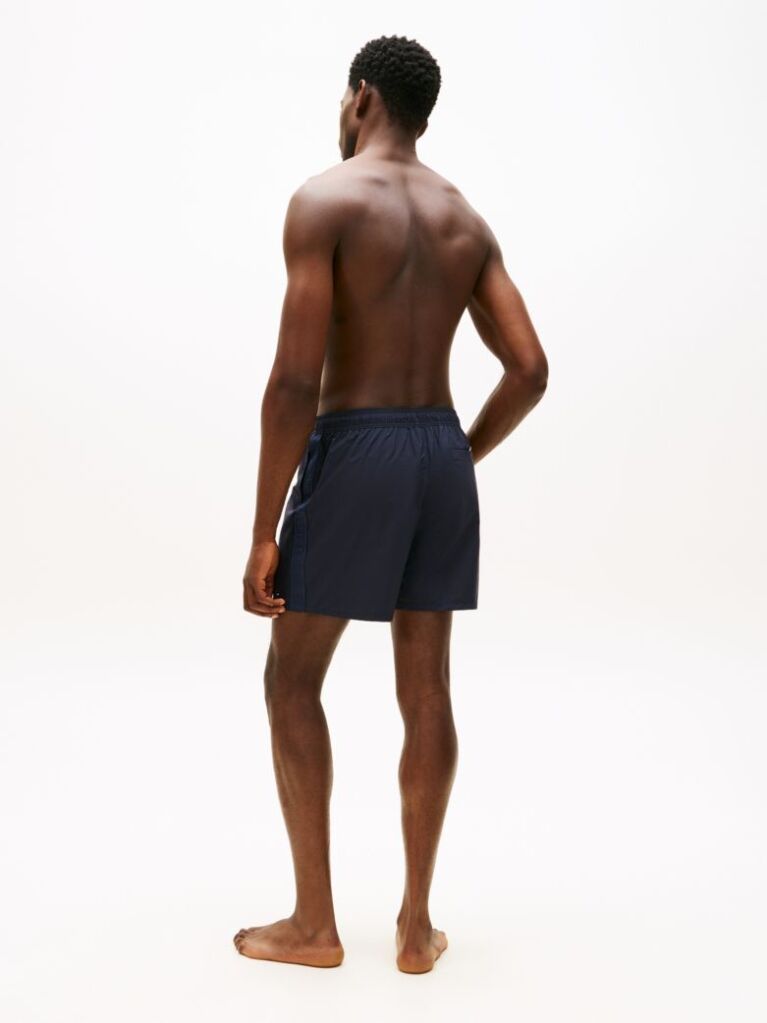 Blue Tonal Logo Mid Length Swim Shorts  Men