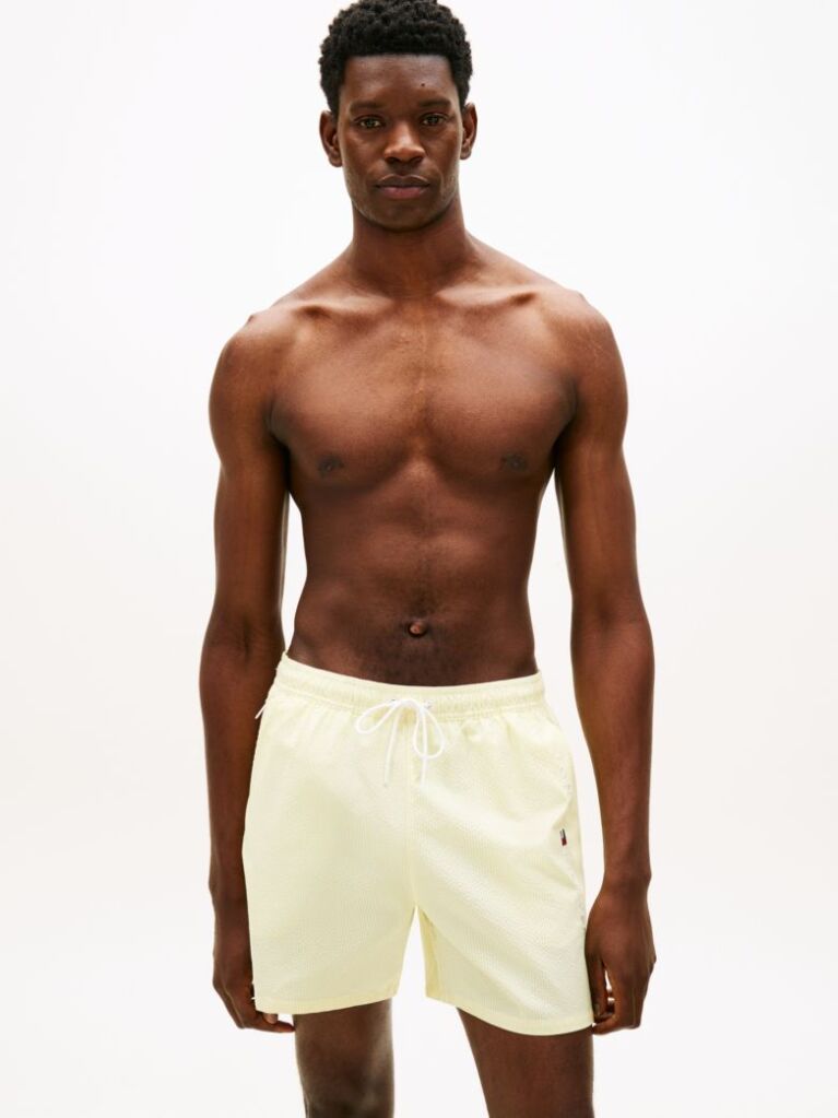 Yellow Original Ithaca Stripe Mid Length Swim Shorts  Men