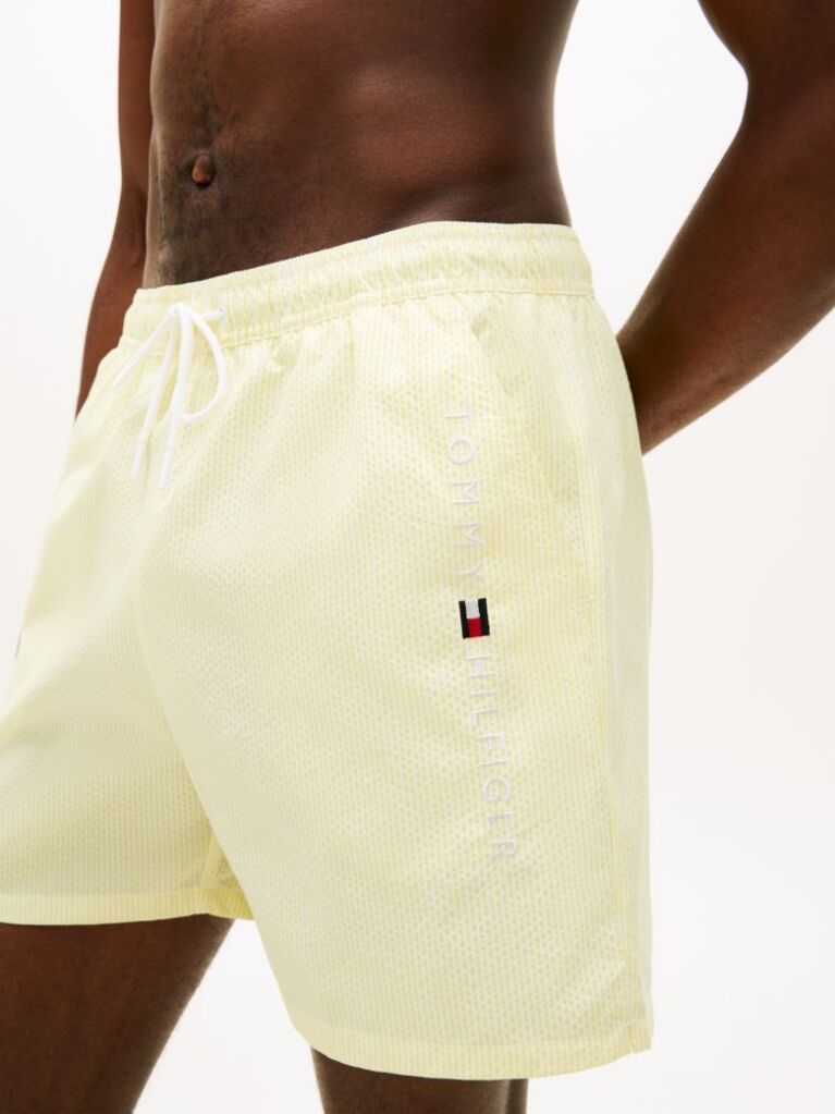 Yellow Original Ithaca Stripe Mid Length Swim Shorts  Men