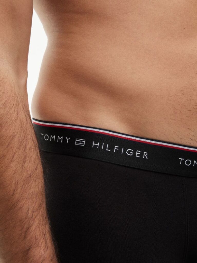 Black 3-Pack Global Stripe Logo Waistband Trunks  Men