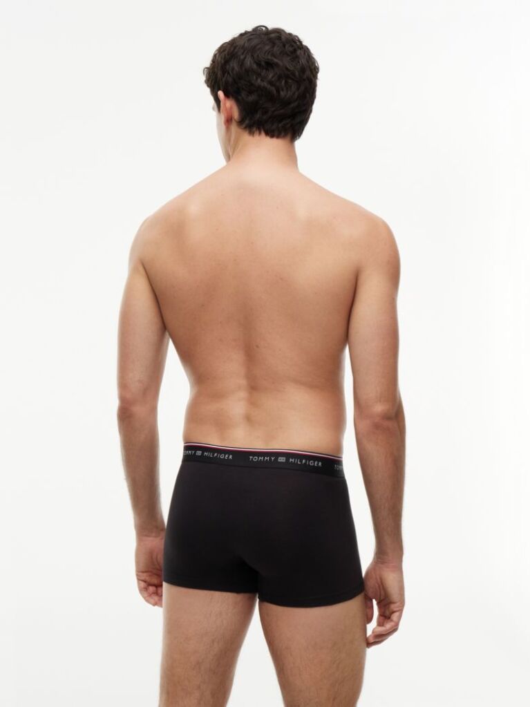 Black 3-Pack Global Stripe Logo Waistband Trunks  Men
