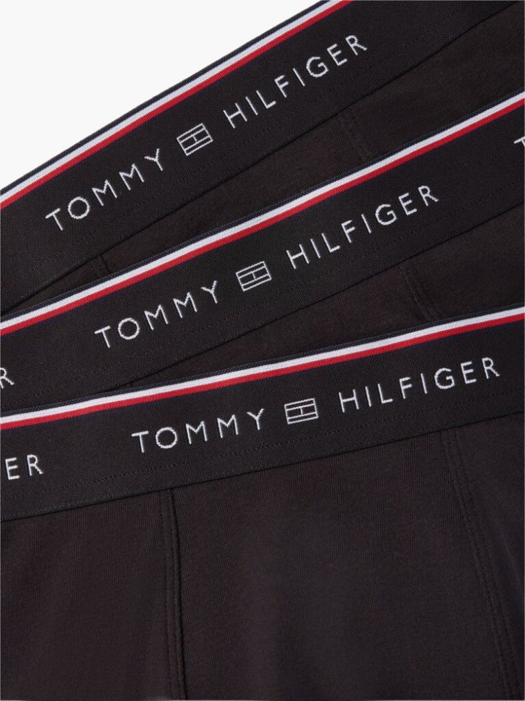 Black 3-Pack Global Stripe Logo Waistband Trunks  Men