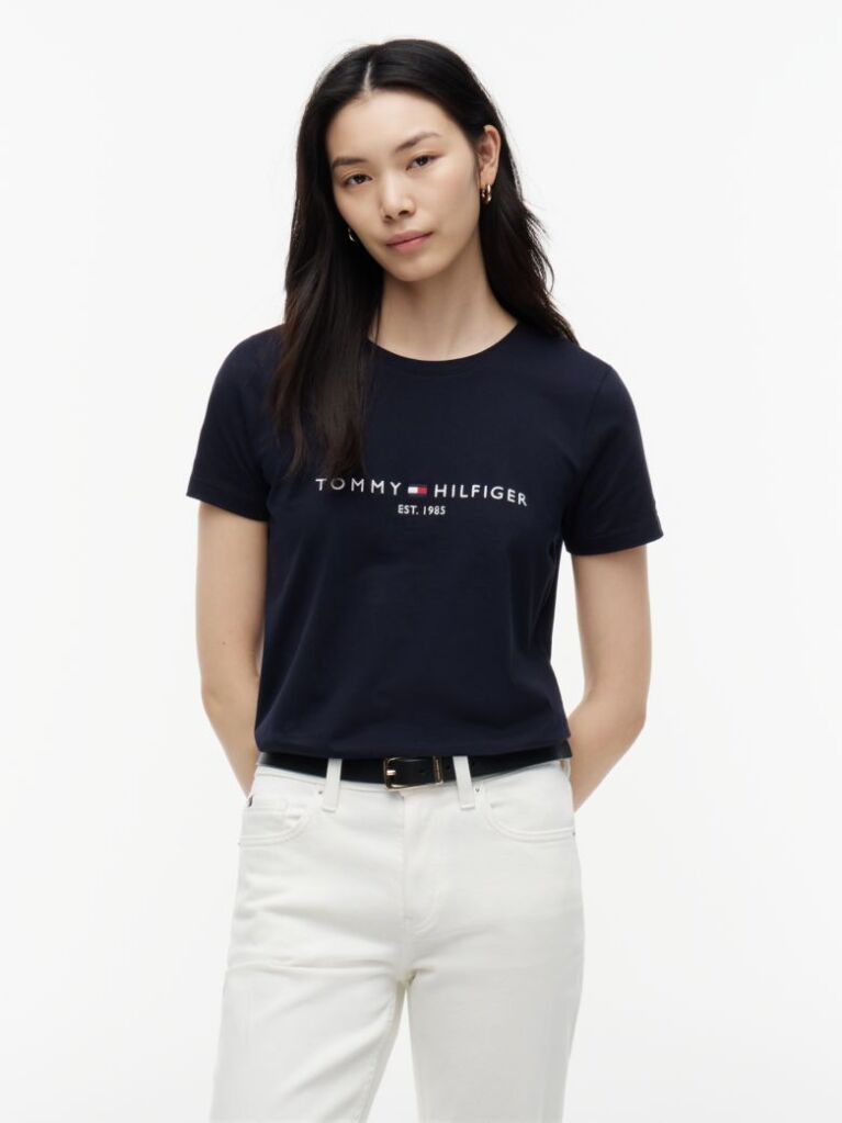 Μπλε T-Shirt Από Οργανικό Βαμβάκι Με Λογότυπο  Γυναίκες