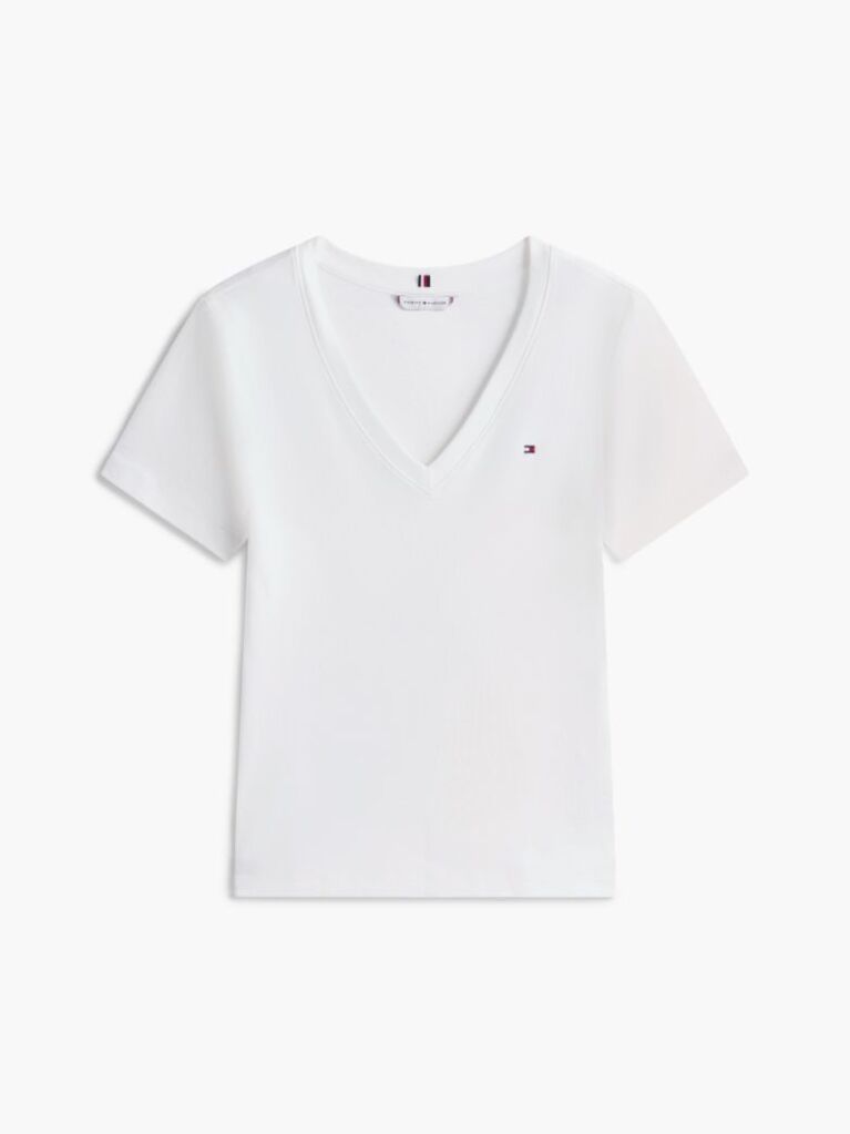 Beige V-Neck Slim Fit T-Shirt  Women