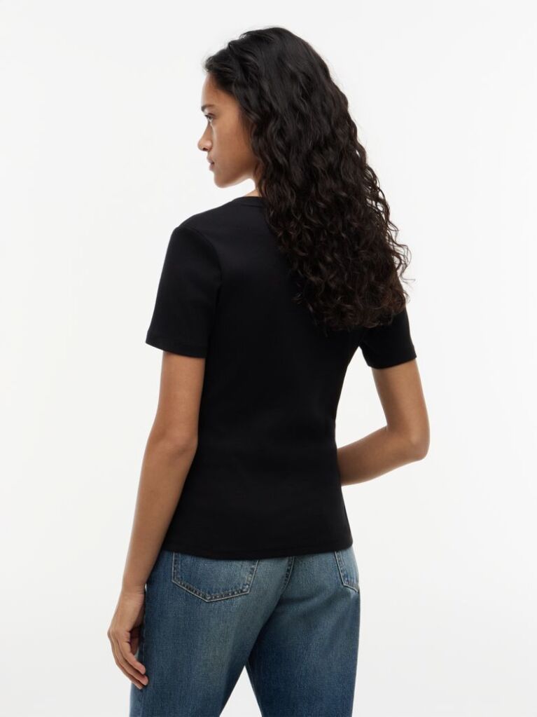 Black V-Neck Slim Fit T-Shirt  Women