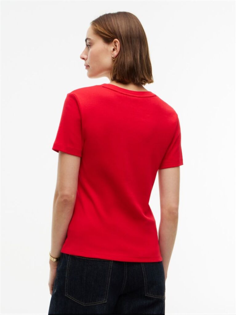 Red V-Neck Slim Fit T-Shirt  Women