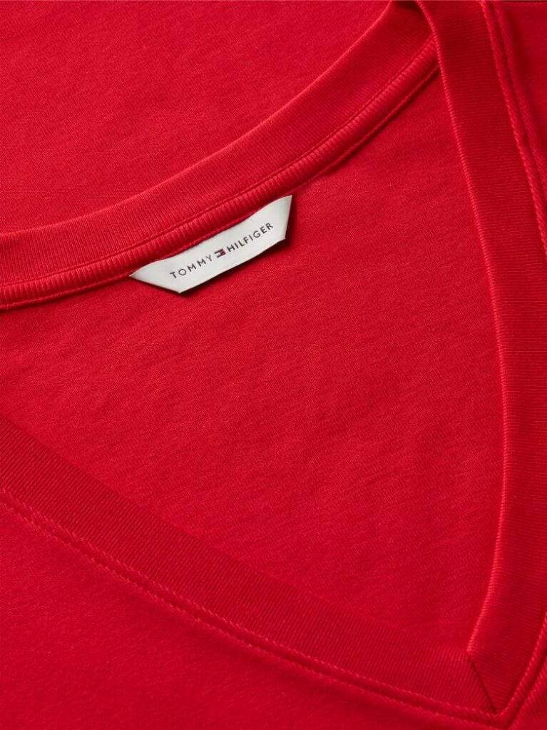 Red V-Neck Slim Fit T-Shirt  Women